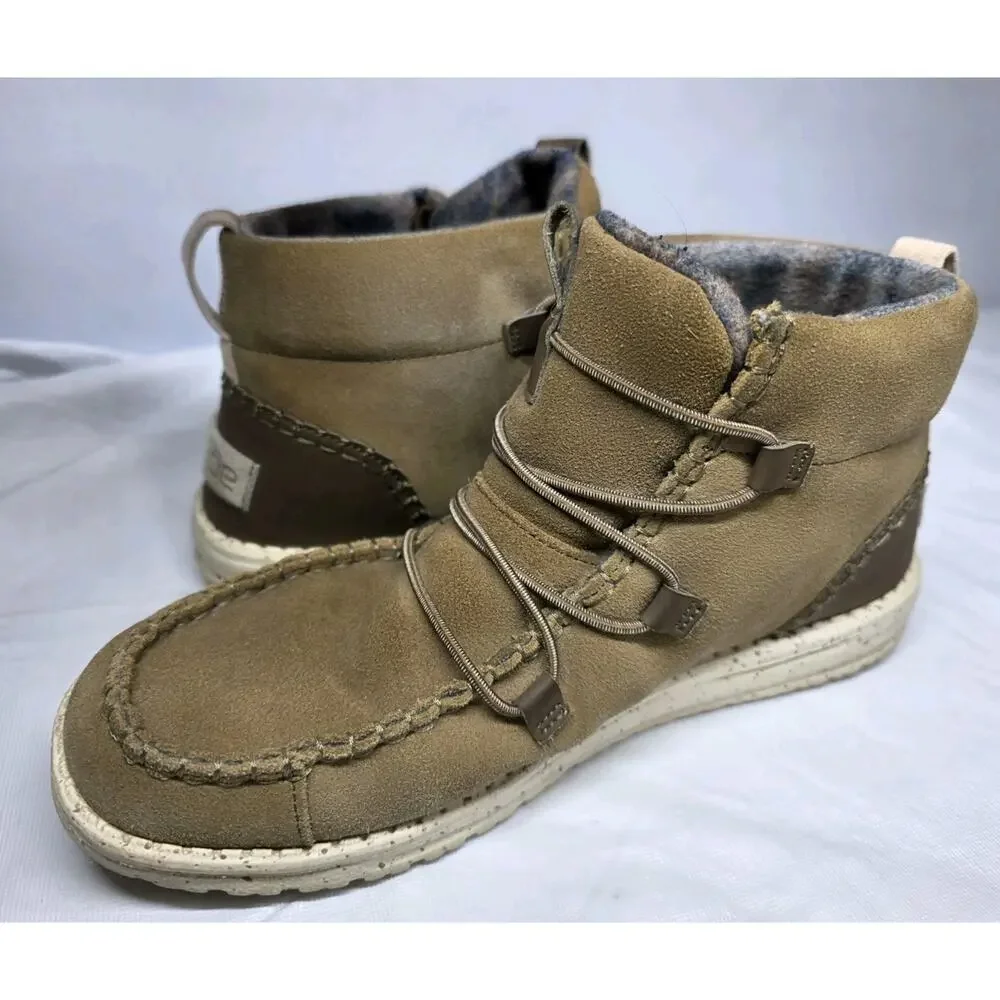 Hey Dude Womens Lea Ankle Boots Chestnut Women's US Size 8 Slip On Shoes